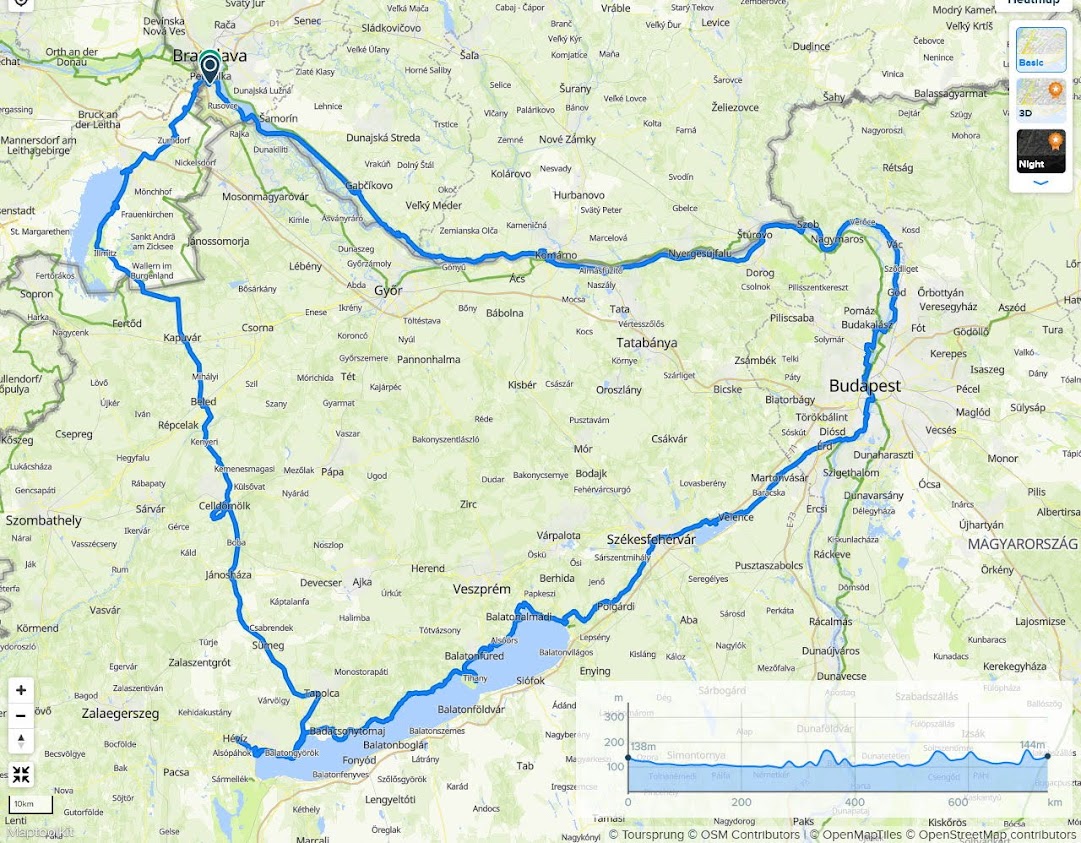 Budapešť – Balatón – Neusiedler see, 655 km