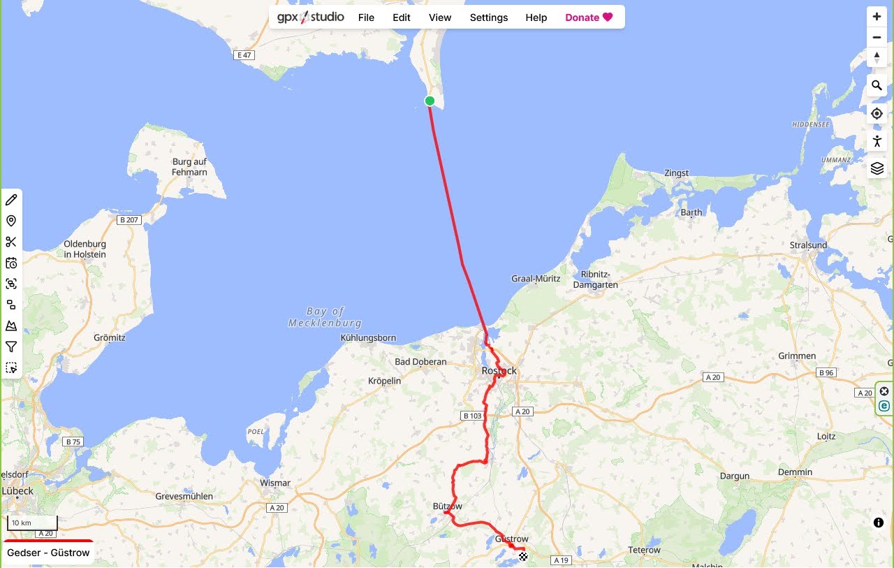 Gedser - Rostock - Güstrow, 72 km