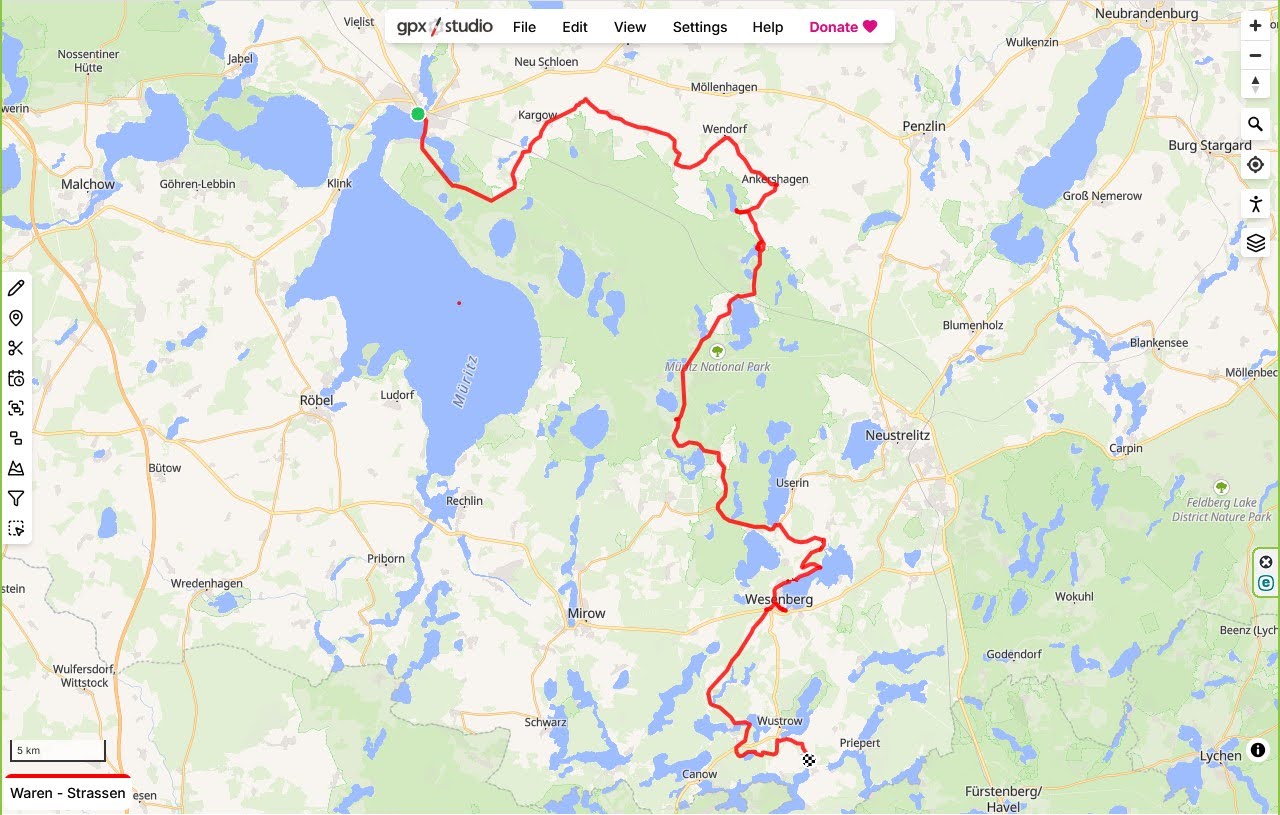 Waren - Strasen, 87 km