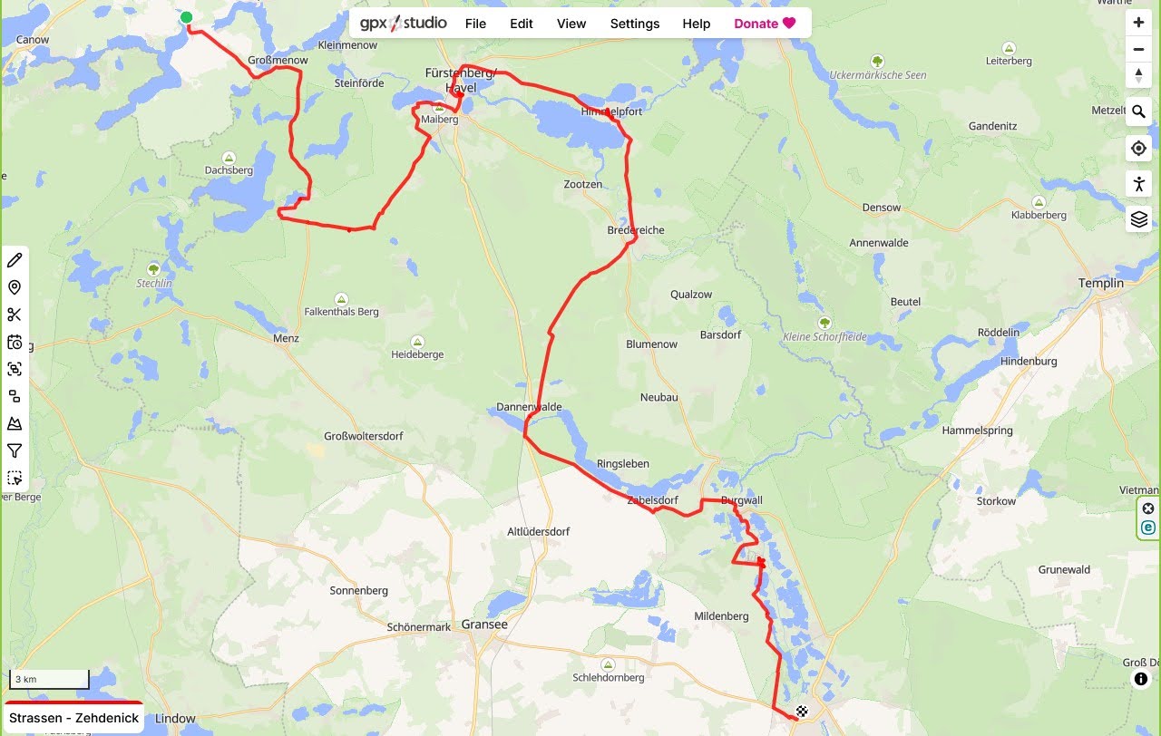 Strasen - Zehdenick, 67 km