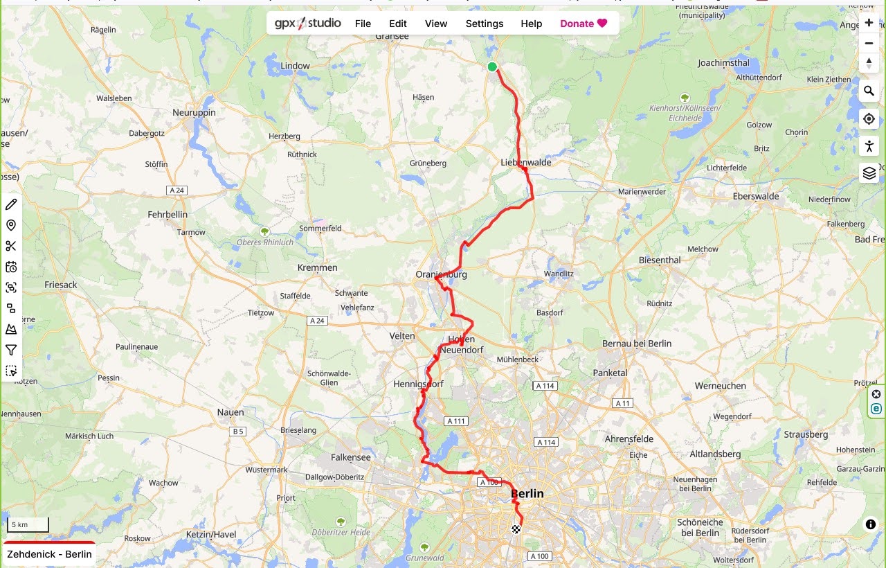 Zehdenic - Berlín, 95 km