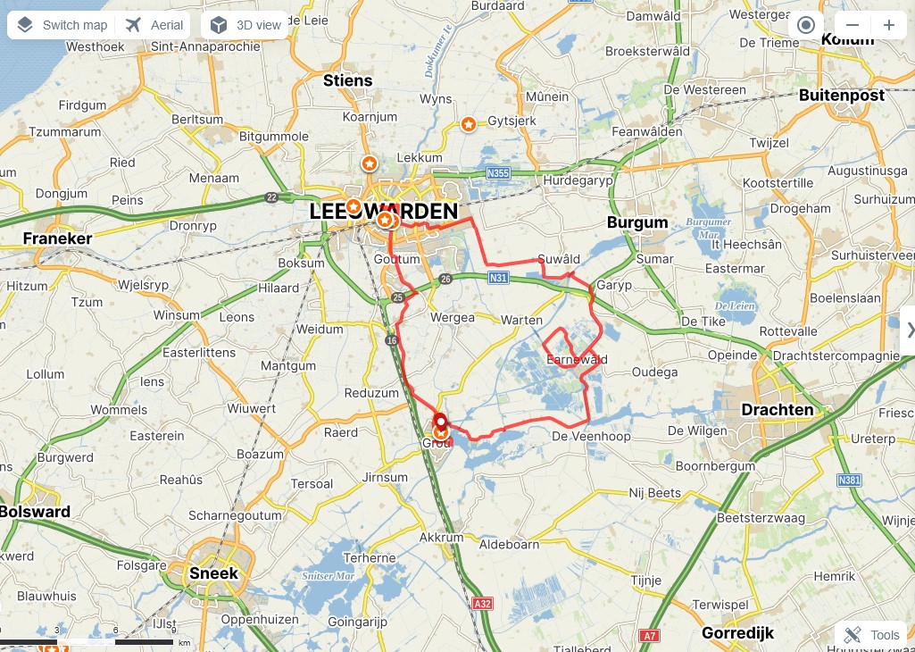 Grou-Leeuwarden-park Alde Feanen-Grou - 65 km.