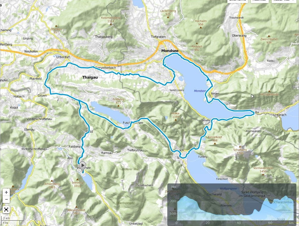 2. deň: Faistenau – Thalgau – Mondsee – Oberburgau – Sankt Gilgen – Fuschl am See – Faistenau